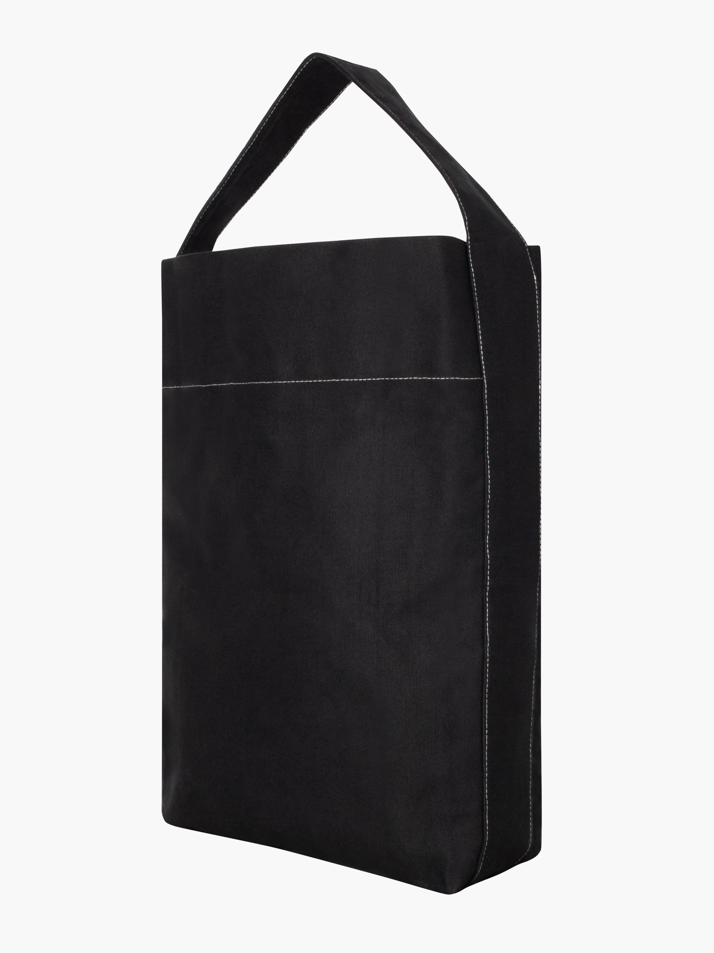 Bucket Tote in Black with Contrast Stitching (Water Repellent)
