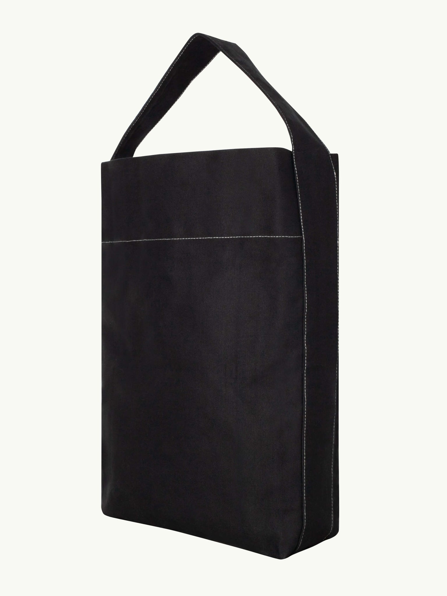 Bucket Tote in Black with Contrast Stitching