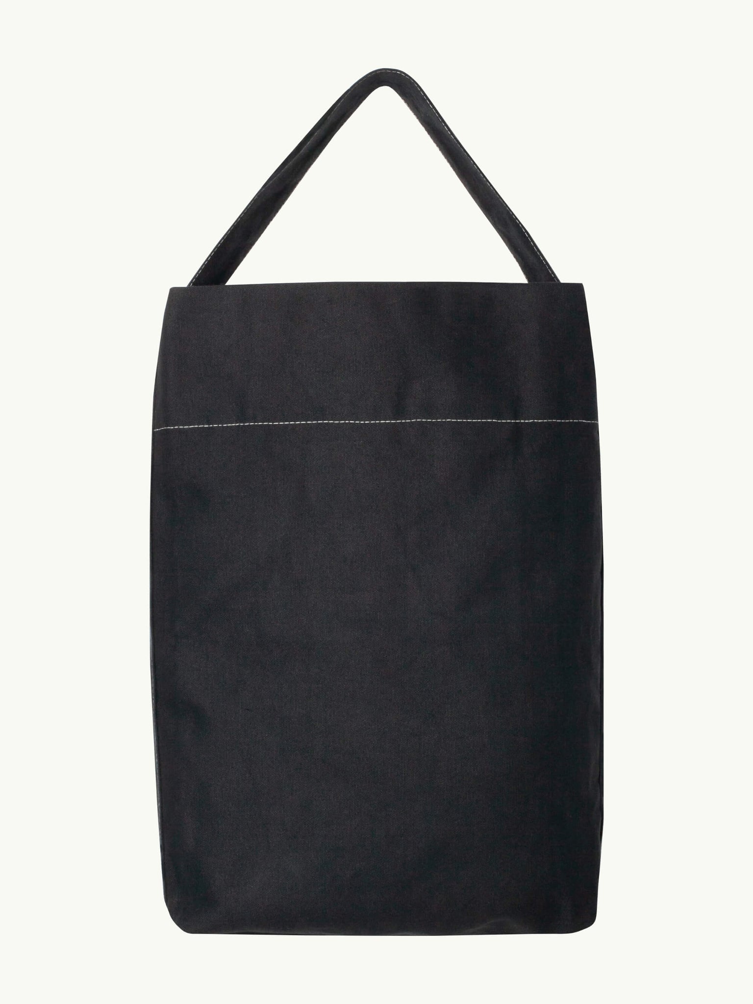 Bucket Tote in Black with Contrast Stitching