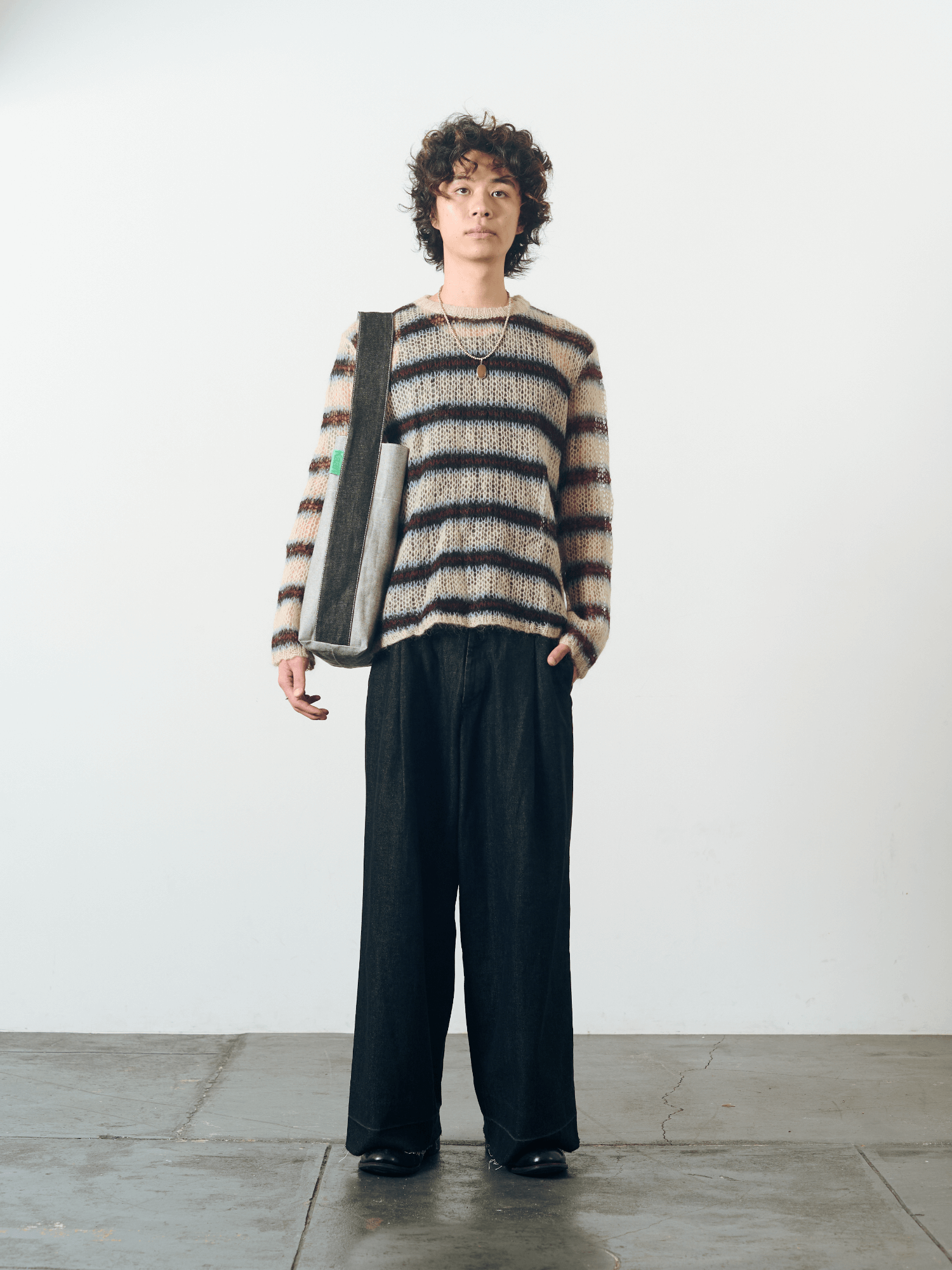 Reversible Denim Midi Bucket in Black