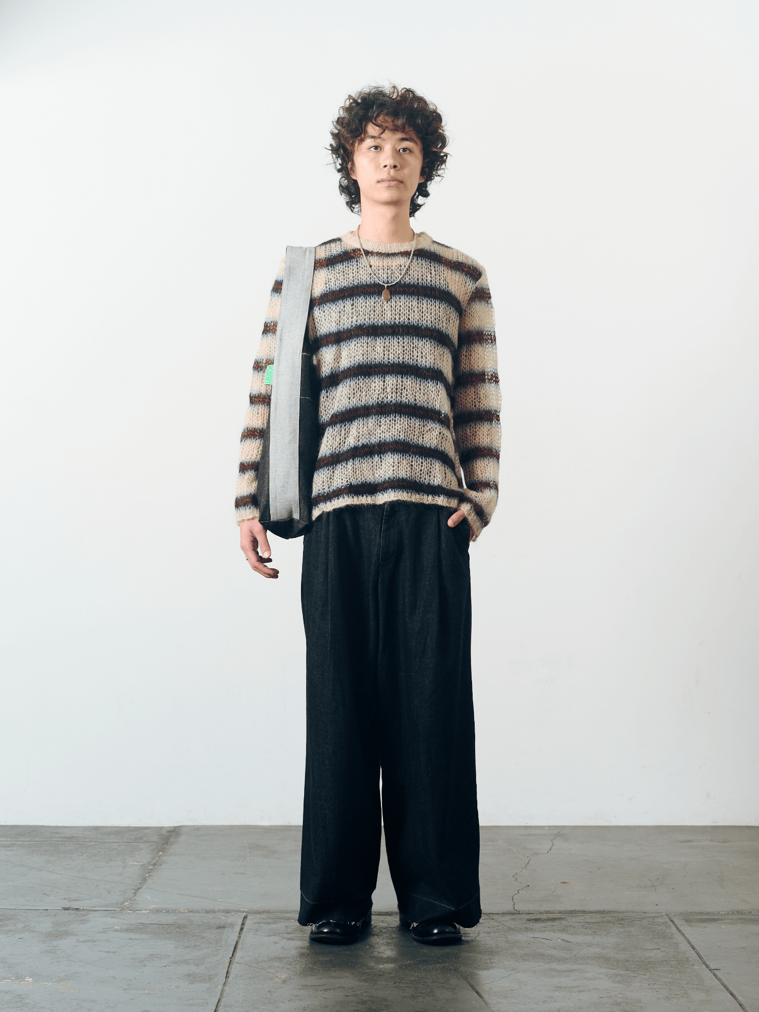 Reversible Denim Midi Bucket in Black